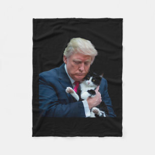 Trump 2024 Cat Mega Funny Trump Cat  Fleece Blanket