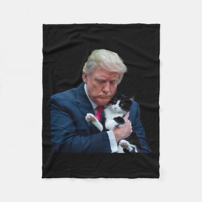 Trump 2024 Cat Mega Funny Trump Cat  Fleece Blanket (Front)