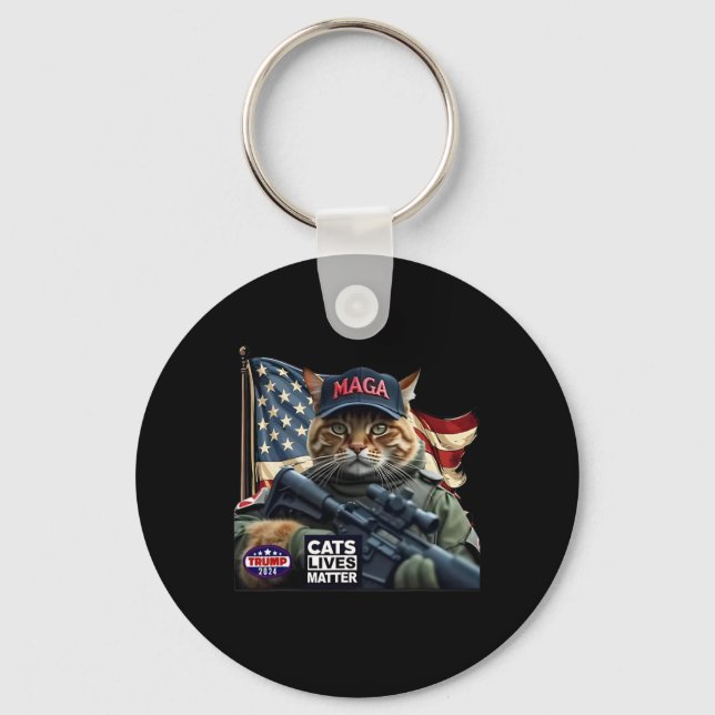 Trump 2024 Cats Lives Problem  Key Ring (Front)