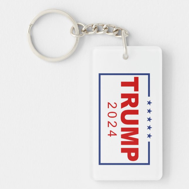 Trump 2024 Classic Rectangle Logo Key Ring (Front)