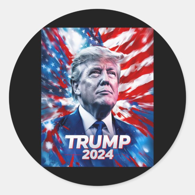 Trump 2024  classic round sticker (Front)