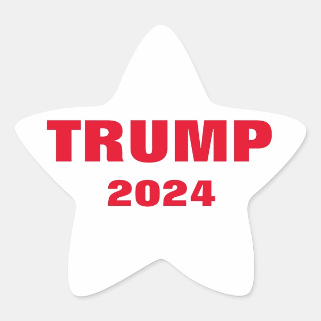 Trump 2024 Colourful Red White Bold Trendy Cool Star Sticker (Front)
