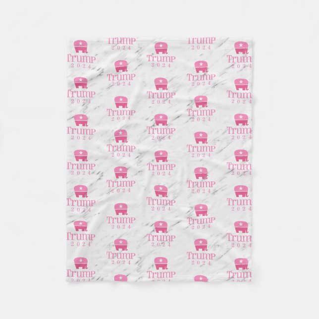 Trump 2024 Cute Pink Elephant Fleece Blanket (Front)