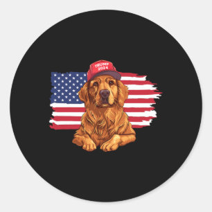 Trump 2024 Dog Dogs Golden Retriever Donald Trump Classic Round Sticker