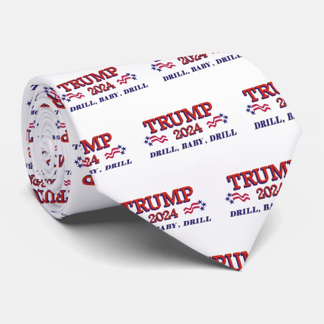 Trump 2024 Drill Baby Drill Neck Tie (Rolled)