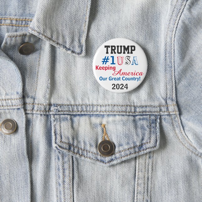 Trump 2024 EDIT Name Any Party 6 Cm Round Badge (In Situ)