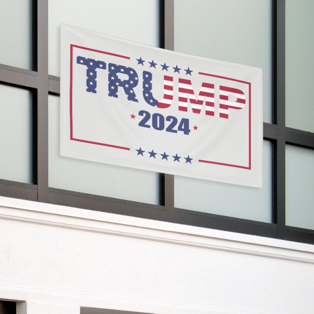Trump 2024 Election Stars and Stripes Banner (Outside Building)