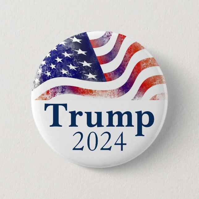 Trump 2024 Faded American Flag Campaign 6 Cm Round Badge (Front)