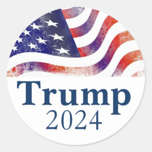 Trump 2024 Faded American Flag Campaign Classic Round Sticker