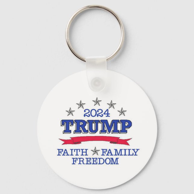 Trump 2024 Faith Family Freedom Keychain (Front)
