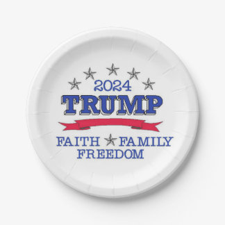 Trump 2024 Faith Family Freedom Paper Plates