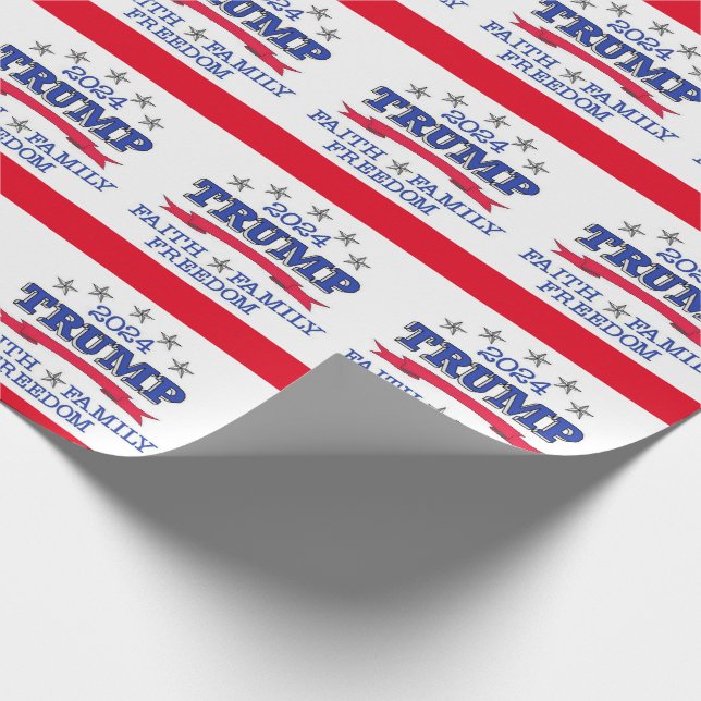 Trump 2024 Faith, Family, Freedom Wrapping Paper (Corner)