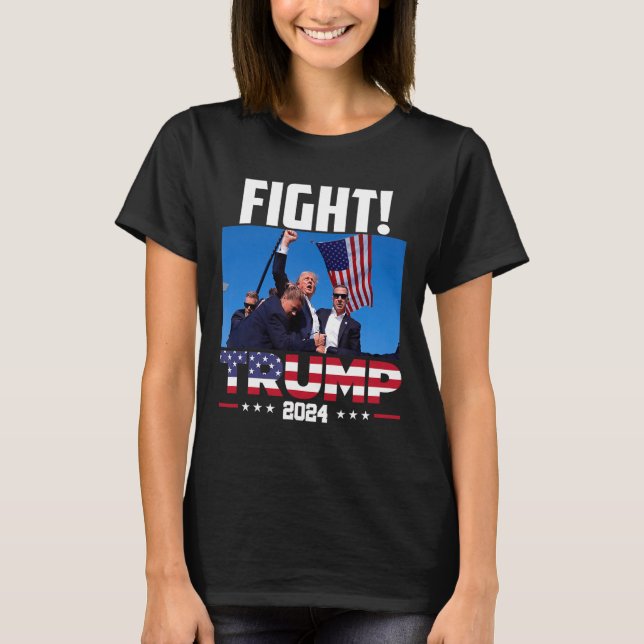 Trump 2024 Fight Fist Rally Trump Rally 2024 Ameri T-Shirt (Front)
