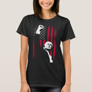 Trump 2024 Fist Fight For America Usa Flag Inaugur T-Shirt