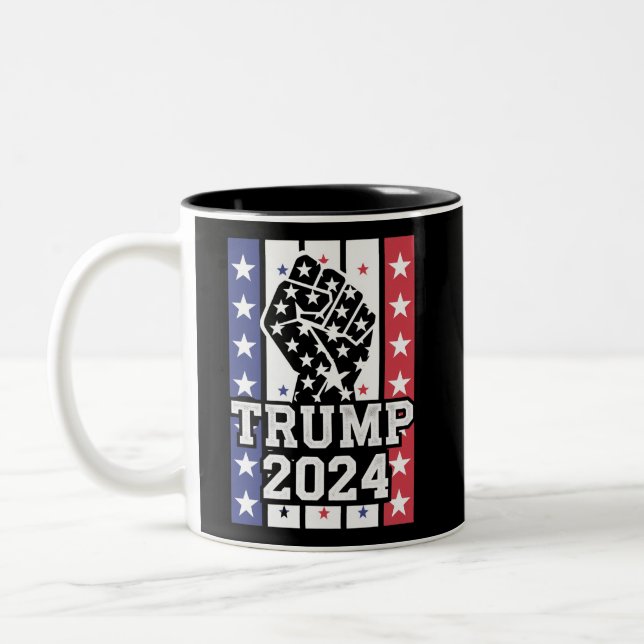 Trump 2024 Fist Outlaw Hillbilly J.D.Vance 2024 Two-Tone Coffee Mug (Left)