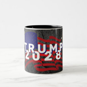 Trump 2024 Flag and Bald Eagle Two-Tone Coffee Mug