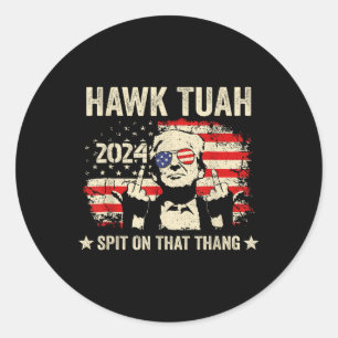Trump 2024 Flag Funny Hawk Tush Middle Finger 24 Classic Round Sticker