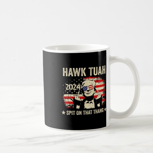 Trump 2024 Flag Funny Hawk Tush Middle Finger 24 V Coffee Mug (Right)