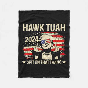 Trump 2024 Flag Funny Hawk Tush Middle Finger 24 V Fleece Blanket