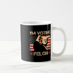 Trump 2024 Flag Retro I'm Voting Convicted Felon T Coffee Mug