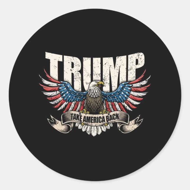 Trump 2024 Flag Take America Back Men Women Donald Classic Round Sticker (Front)