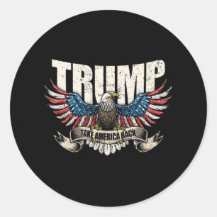 Trump 2024 Flag Take America Back Men Women Donald Classic Round Sticker