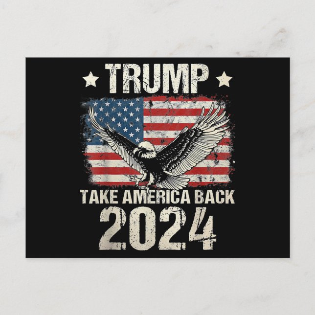 Trump 2024 flag take America back men women Trump  Holiday Postcard (Front)