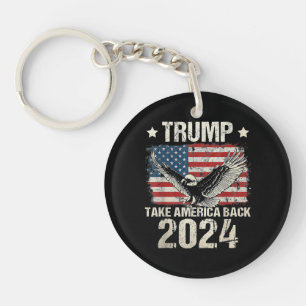 Trump 2024 flag take America back men women Trump  Key Ring