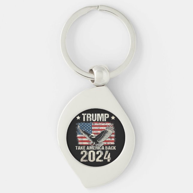Trump 2024 flag take America back men women Trump  Key Ring (Front)