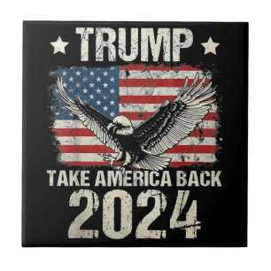Trump 2024 flag take America back men women Trump  Tile