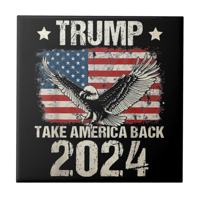 Trump 2024 flag take America back men women Trump  Tile (Front)