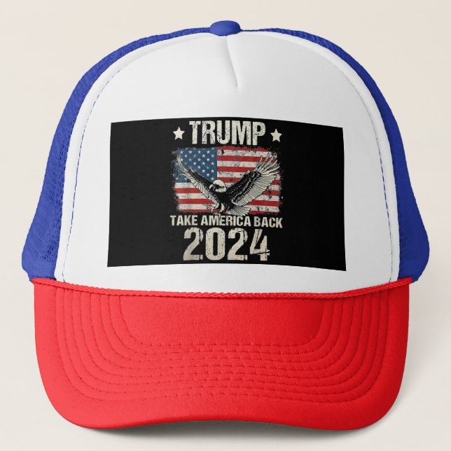 Trump 2024 flag take America back men women Trump  Trucker Hat (Front)