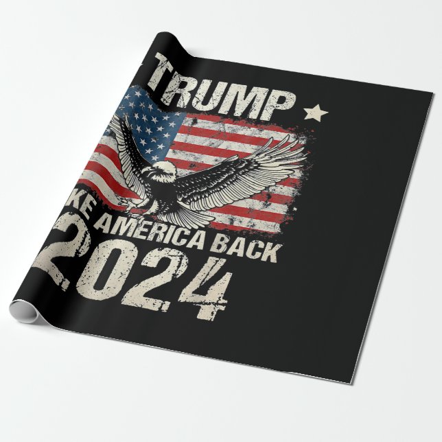 Trump 2024 flag take America back men women Trump  Wrapping Paper (Unrolled)