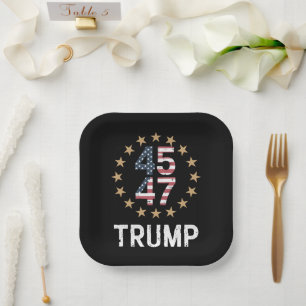 Trump 2024 Flag Take America Back Trump 45 47  Paper Plate