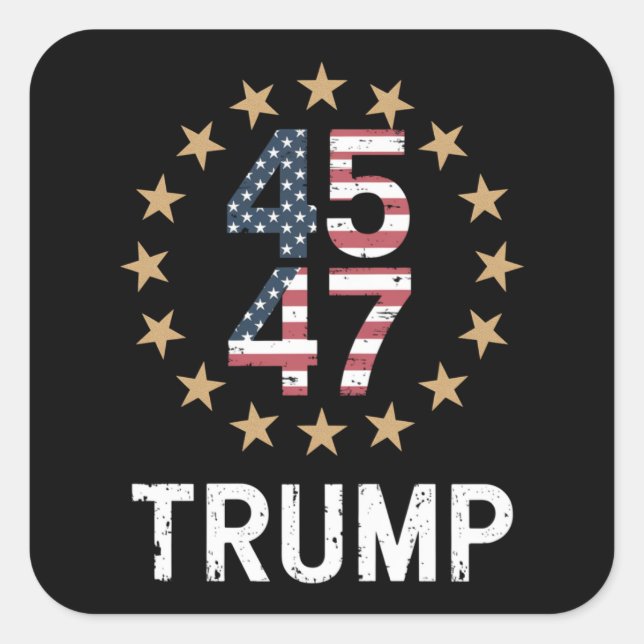 Trump 2024 Flag Take America Back Trump 45 47  Square Sticker (Front)
