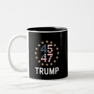 Trump 2024 Flag Take America Back Trump 45 47 Two-Tone Coffee Mug