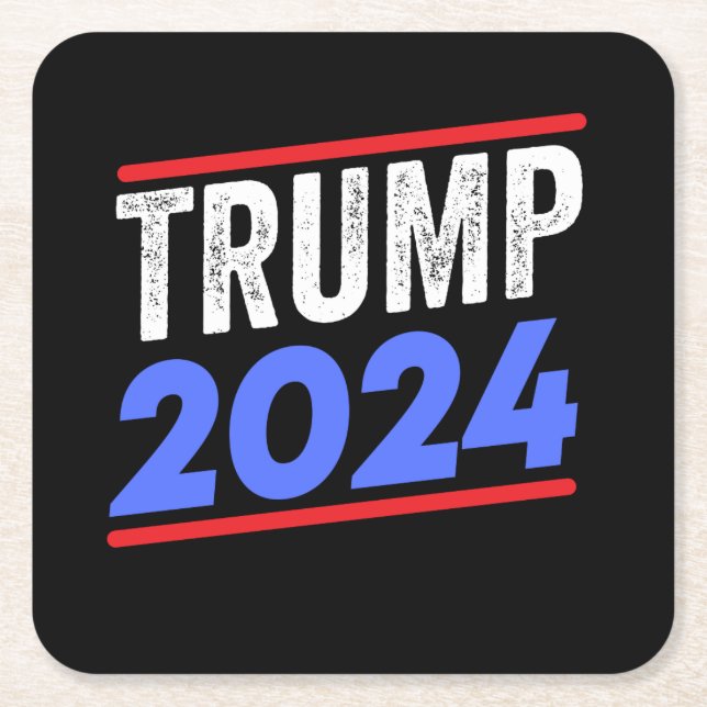 Trump 2024 For President Donald Jr. Maga Election Square Paper Coaster (Front)