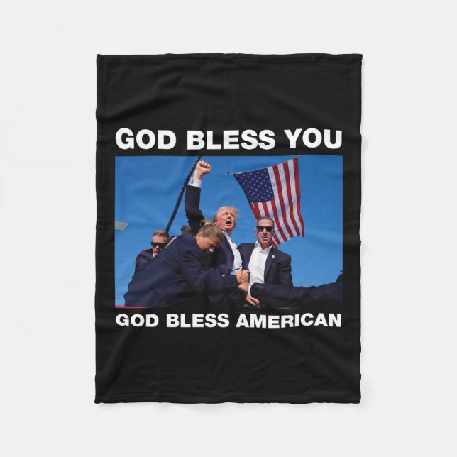Trump 2024 God Bless You - God Bless America  Fleece Blanket (Front)