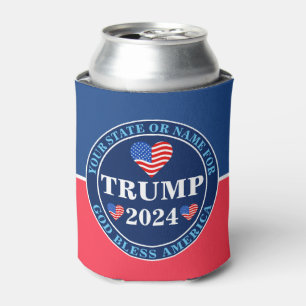 Trump 2024 Hearts Patriotic Presidential Guy Stuff Can Cooler