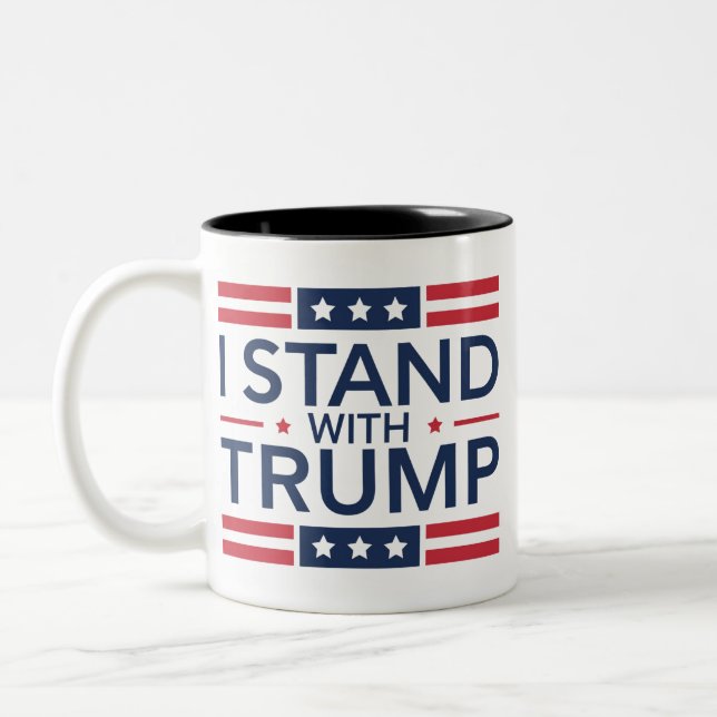 Trump 2024 I Stand With Trump Support President  Two-Tone Coffee Mug (Left)