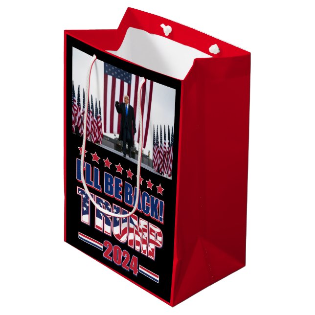 Trump 2024 Ill Be Back Medium Gift Bag (Front Angled)