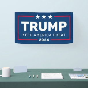 Trump 2024 Keep America Great - blue red Banner