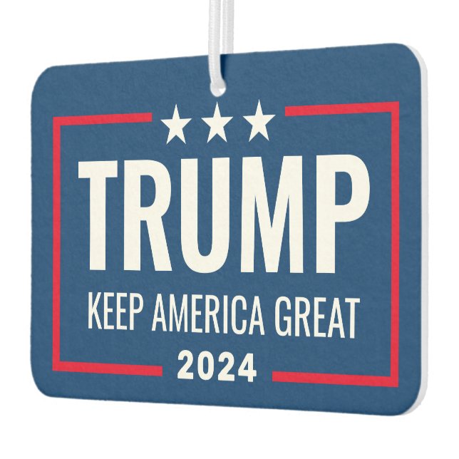Trump 2024 Keep America Great - blue red Car Air Freshener (Left)