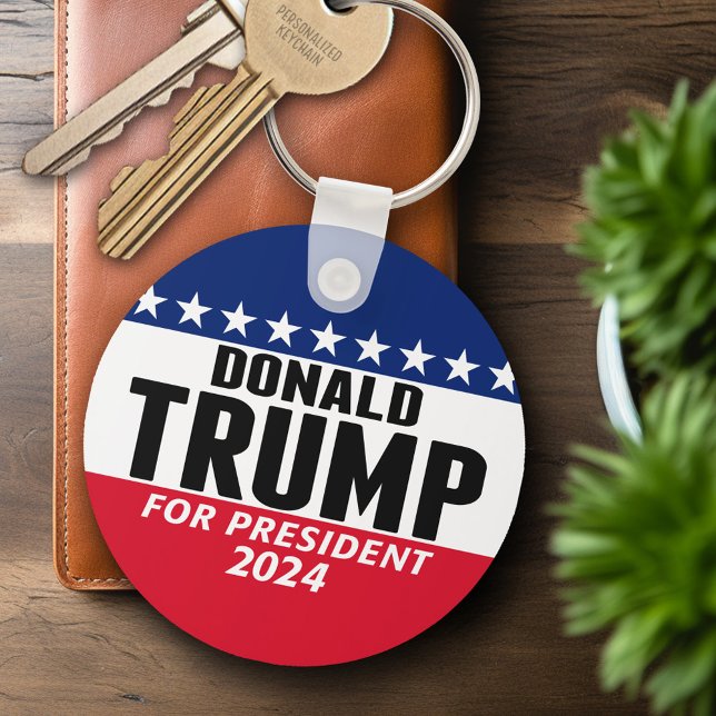Trump 2024 Keep America Great - blue red Key Ring (Personalized Keychain - Trump 2024)