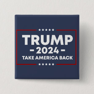 Trump 2024 Keep America Great - blue red Name Tag 15 Cm Square Badge
