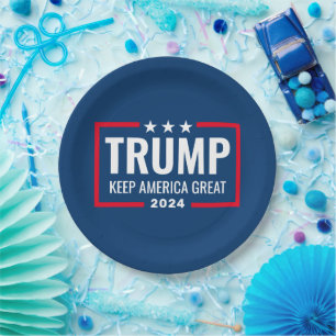Trump 2024 Keep America Great - blue red Paper Plate
