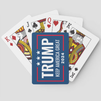 Trump 2024 Keep America Great - blue red Playing Cards
