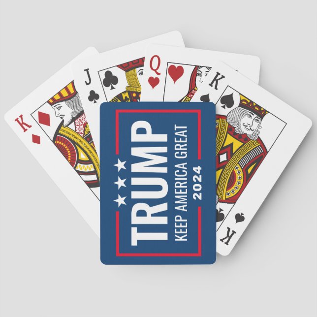Trump 2024 Keep America Great - blue red Playing Cards (Back)