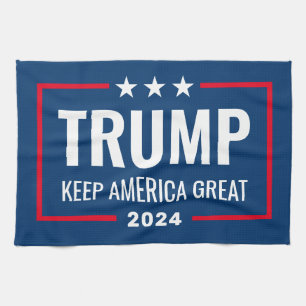 Trump 2024 Keep America Great - blue red Tea Towel