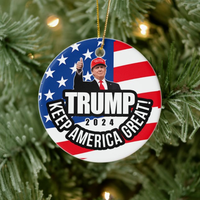 Trump 2024 Keep America Great Ceramic Tree Decoration (Tree)